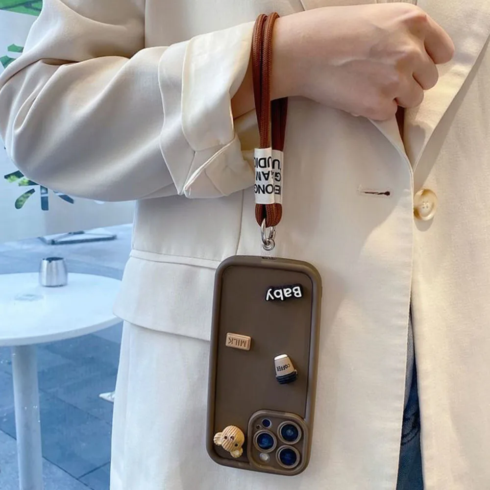 DIY Coffe Bear With Hand Strap Silicone Phone Case For Xiaomi Redmi Note13Pro Note10 Note11 Note9 Note8 Pro Shockproof Cover_voghion.com