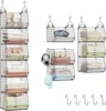 6 Tier Closet Hanging Organizer, Clothes Shelves with 2 Pair Hooks,5 S Hooks, Wire Storage Basket Bins, for Clothing Sweaters 1