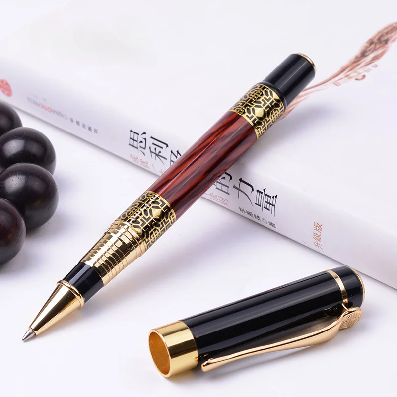 Neutral Ballpoint Pen Chinese Style Wood Grain Signature Pens Men's Business Gift Office Writing Supplies