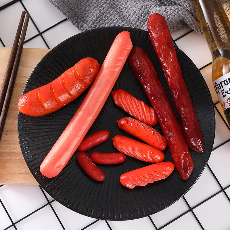 Simulazione Hot Dog salsiccia alla griglia modello cibo finto Barbecue ristorante finestra Decor fotografia puntelli 4 pz/lotto