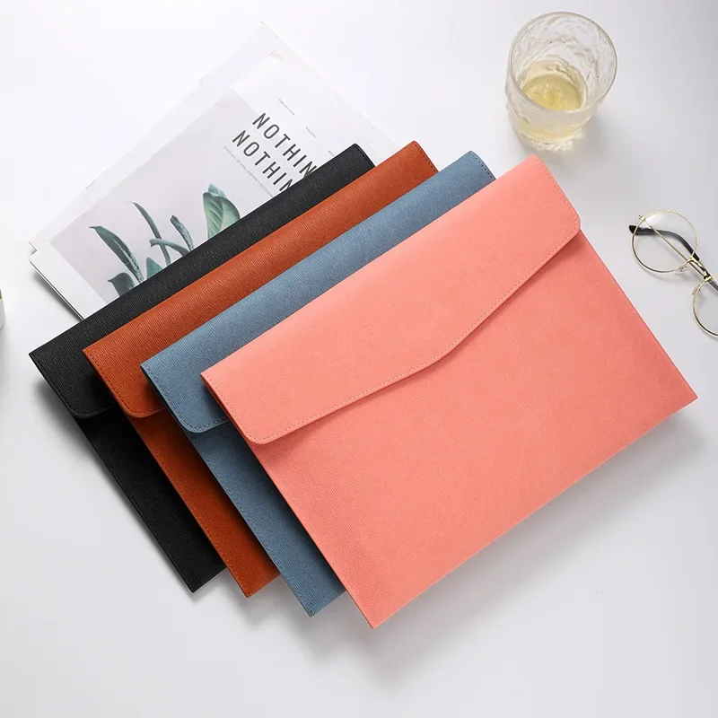 

A4 Leather File Folder Simple Big Capacity Document Bag Fashion Briefcase Data Contract Bill File Bag Office Paper Organizer