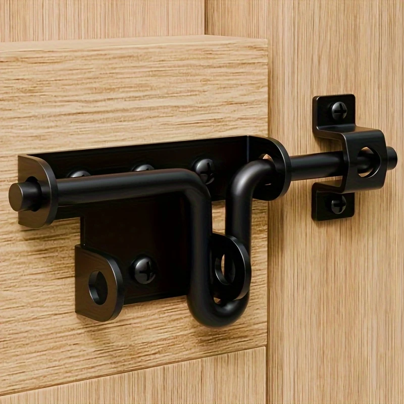 Heavy-Duty Black Security Door Locks, 6.3 Inch, with Keyhole for Wooden Fences, Barns, and Sheds