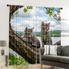 2pcs, spring summer Curtains There are cute kittens on the branches Semi-Sheer Curtains Durable 100% Polyester Fabric Room Decor 6