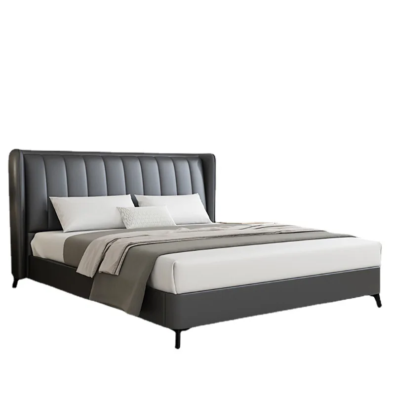 

Modern minimalist Nordic light luxury master bedroom 1.8 solid wood soft pack double bed