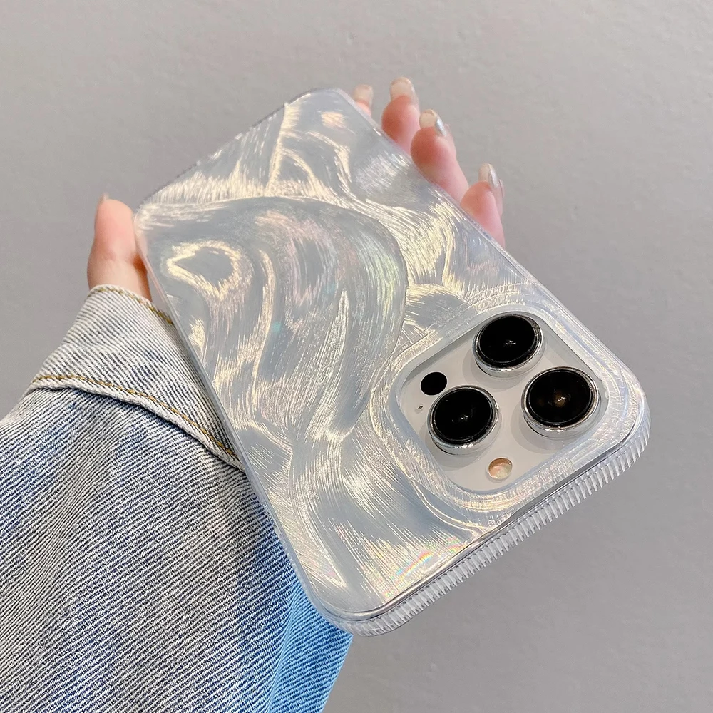 Luxury Gradient Laser Silicone Shockproof Anti-Slip Phone Case with Soft Bumper Cover