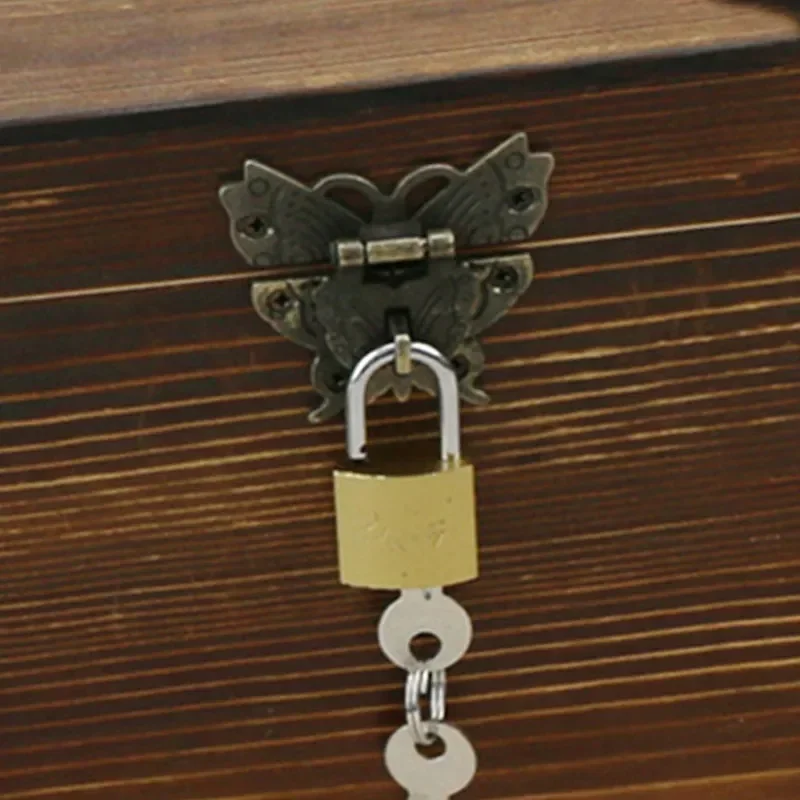 Jewelry Box Hasp 2pcs Vintage Butterfly Lock Antique Bronze Latch Upscale Jewelry Wooden Box Cabinet Lock Case Decorative Hardware Accessory