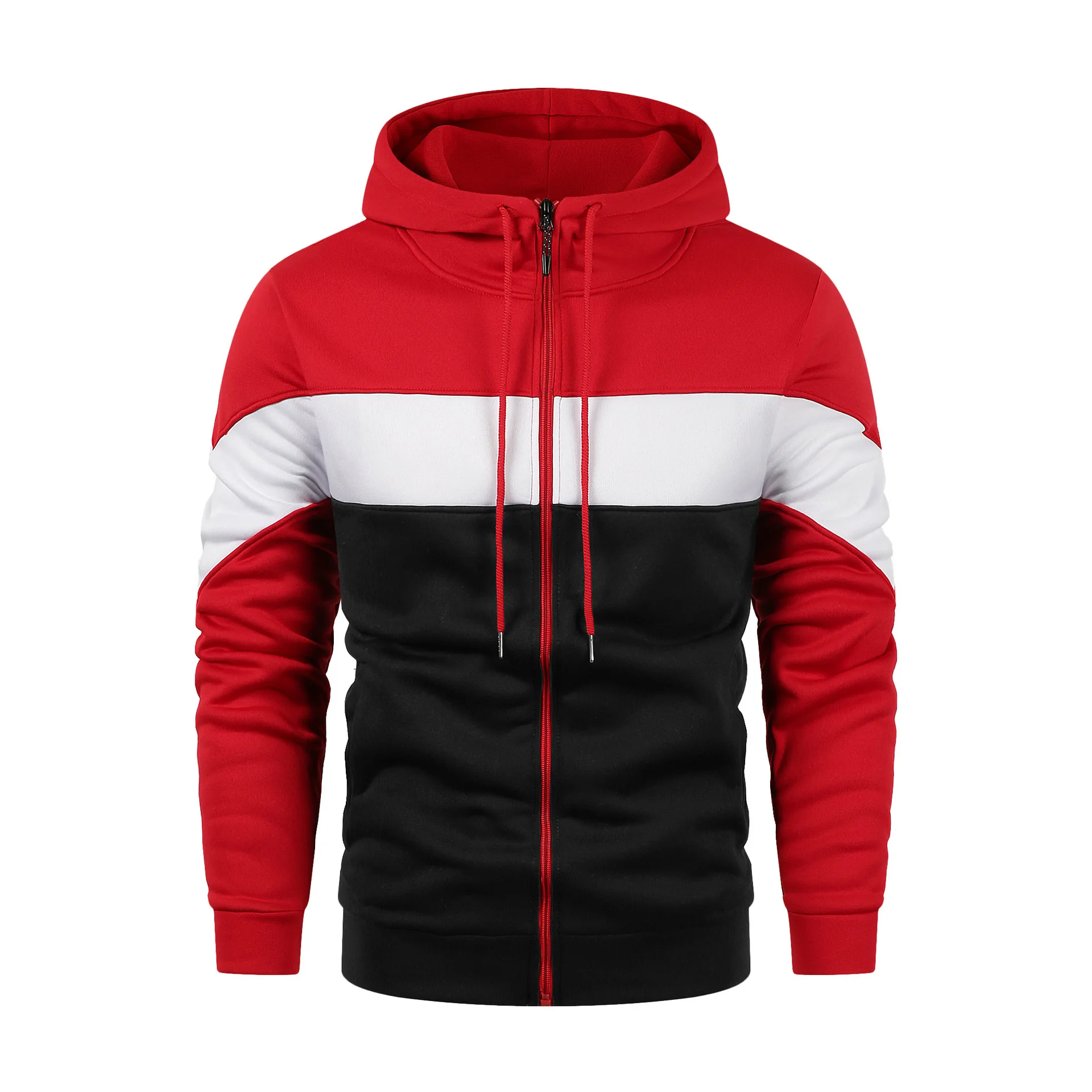 Spring and Autumn Men's and Women's Fashion Zipper Splicing Hoodie Hoodie Outdoor Sports Leisure Loose Simple Coat