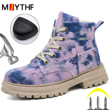 New work boots women Puncture-Proof Safety boots Steel Toe Shoes Protection Boots Indestructible shoes Canvas Security Boots