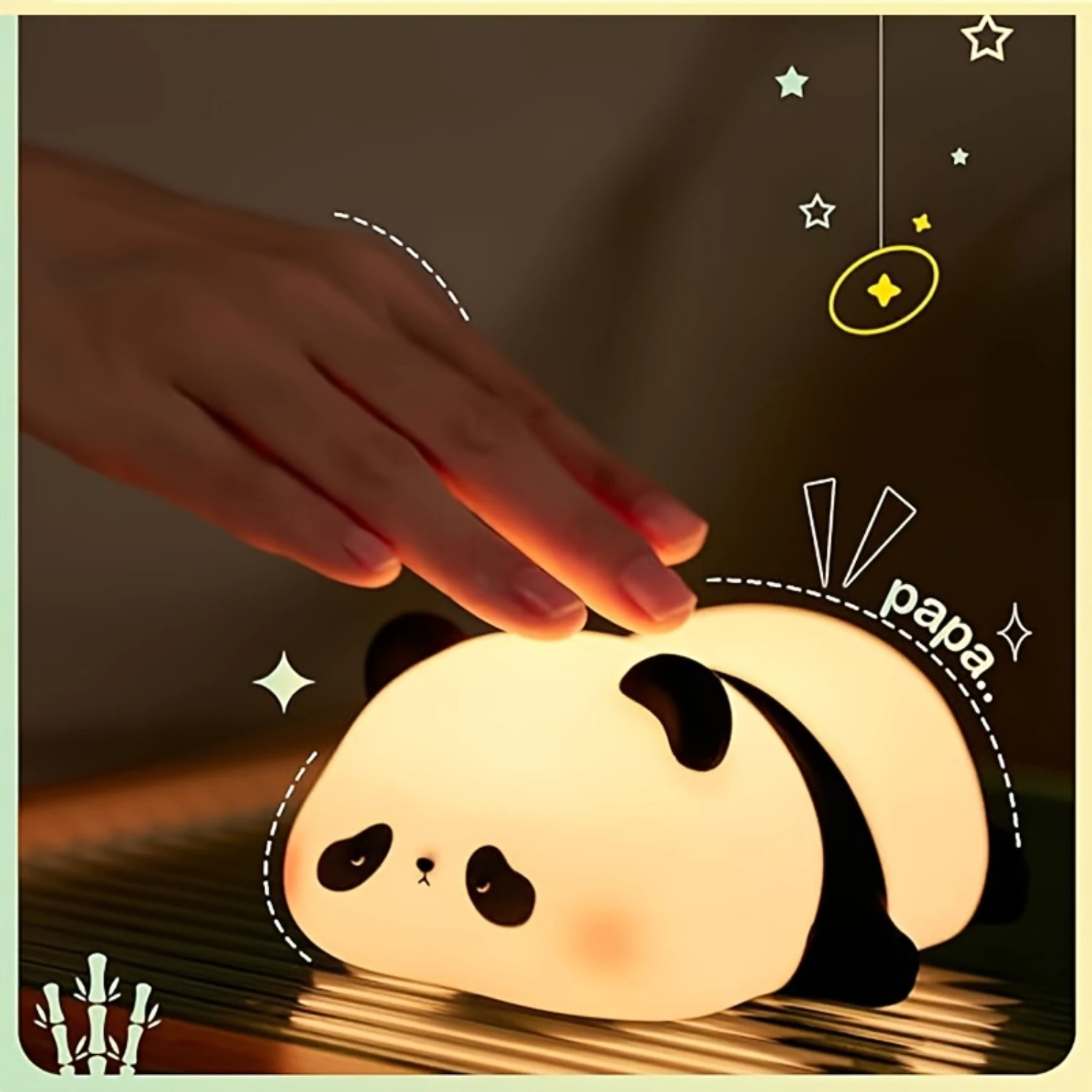 Dimmable Cute Panda Night Light-Soft-Glow LED, Squishy Silicone Design, Perfect for Breastfeeding, Nursery, and Room Decor