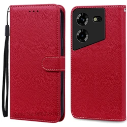 Premium Wallet Leather Flip Case Cover - Luxurious Protection and Style for Tecno Pova 5 (Dark Red)