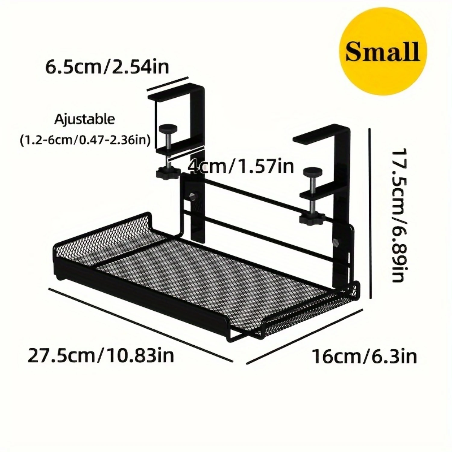 Under-Desk Cable Management Tray-No-Drill Iron Wire Organizer For Office Desks, Rectangular Shelf With Painted Finish