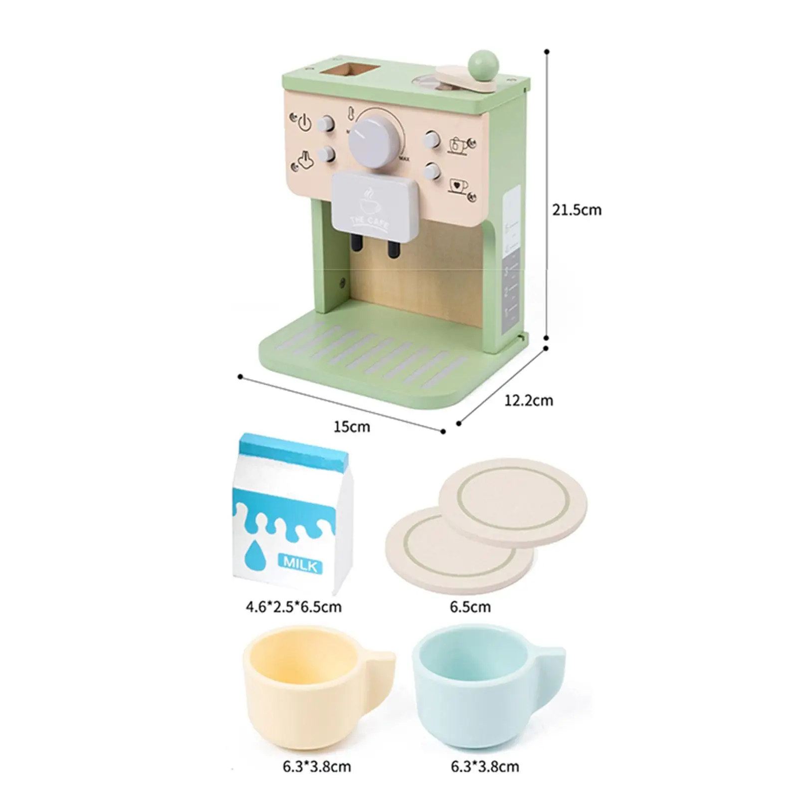 【support】 Wooden Coffee Maker Playset Cafe Cookware Espresso Machine for Kids Children.