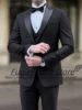 Luxuly Champagne Wedding Suits For Men Slim Fit Peak Lapel Groom Prom Tuxedos 3 Pieces Sets Elegant Male Blazers Costume Homme 2