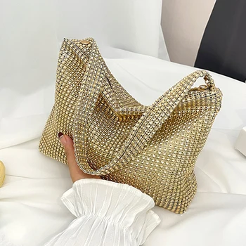 Borsa Clutch da Sera 2026 per Donna, Elegante con Glitter, Borsa a Mano da Cerimonia per Feste e Matrimoni, Borsa a Spalla Lucida con Strass, Nuova Collezione