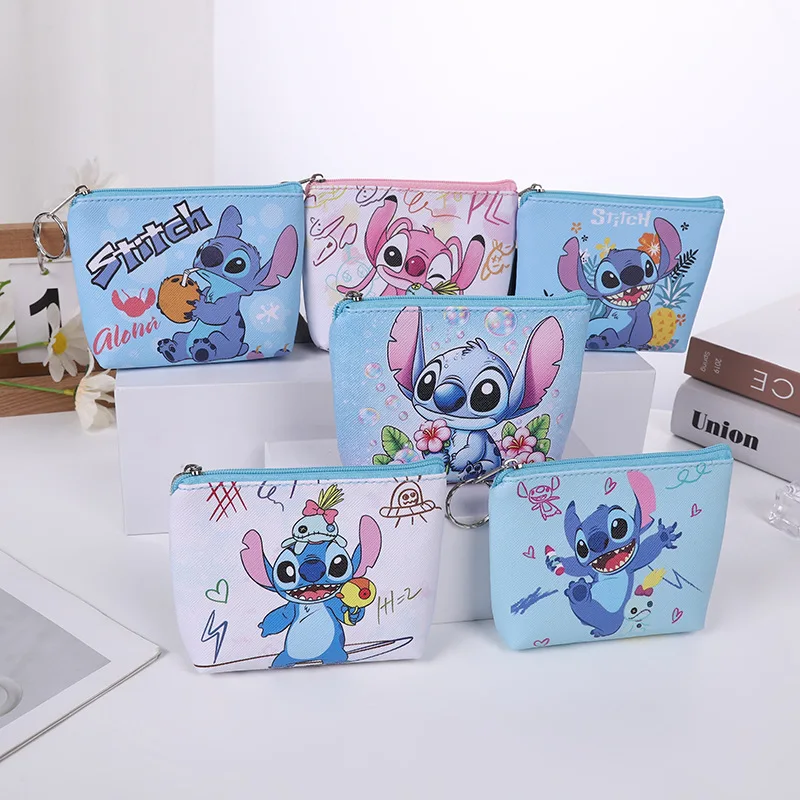 

Stitch Disney Coin Wallet Key Storage Bag Anime Creative Elementary School Mini Crossbody Bags Portable Card Cartoon Girl Gift