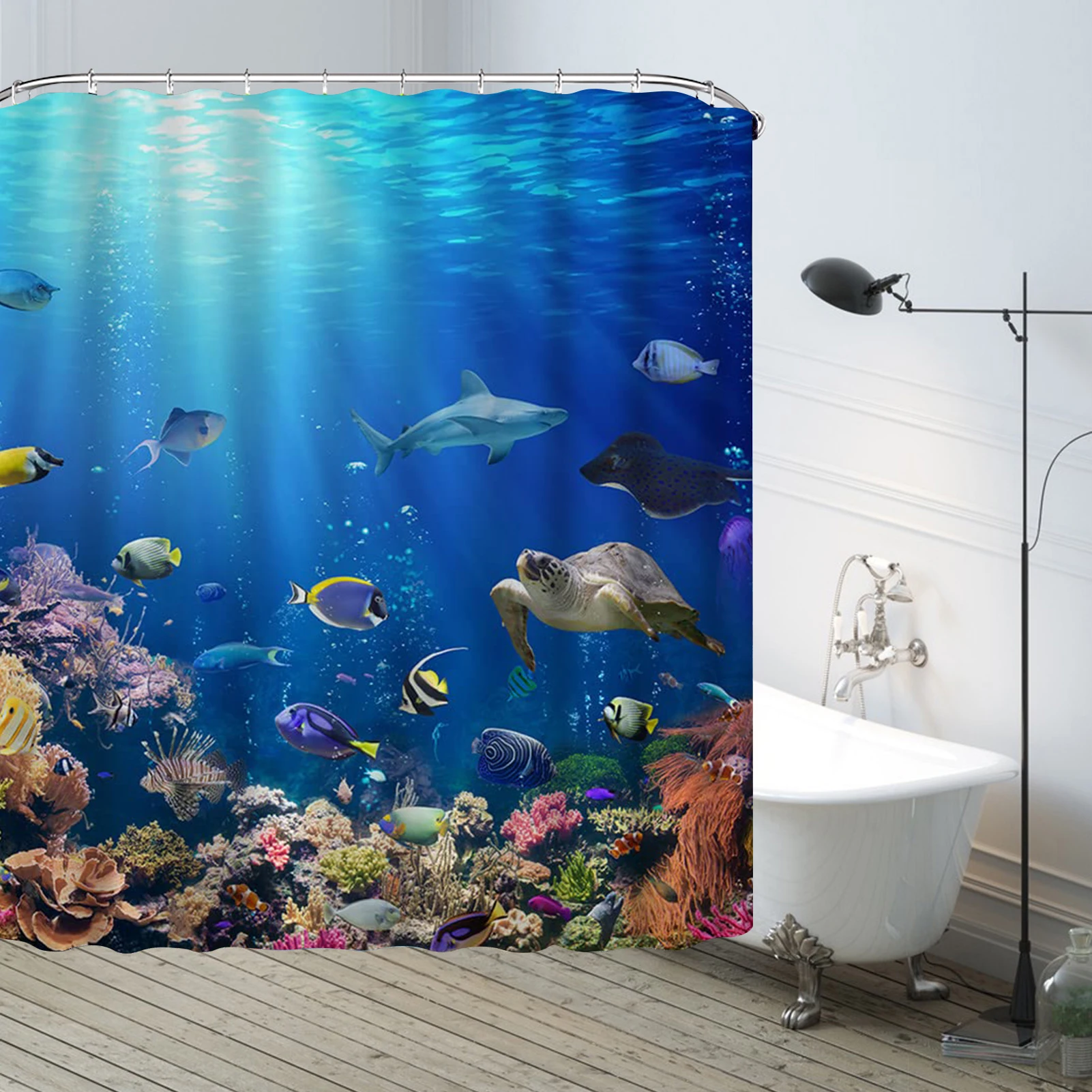 Luxury Transparent White Shower Curtain Liner with Hooks - Waterproof & Mildew-Resistant PEVA Design