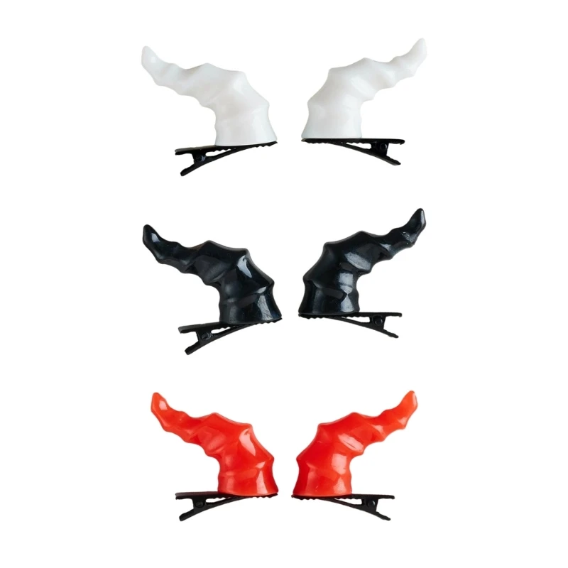 

127D Halloween Mini Dragon Barrettes Dragon Party Wear Devil Horn Clip