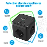 EU Plug Electric Power Strip Cube with 3 AC Outlets 3 USB Port  2400W 5V 2.4A Multi Socket with Switch for Home Without Cable - Image 4