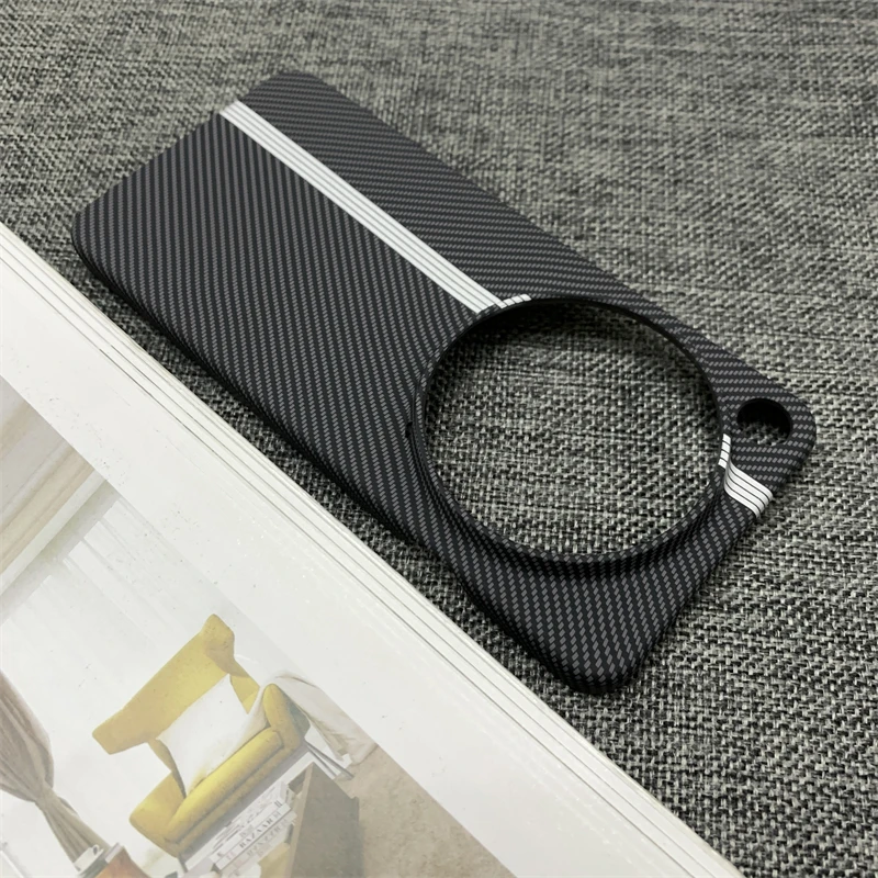 Carbon Fiber Colorful Stripe Texture PC Frameless Phone Case with Heat Dissipation Bumper Cover