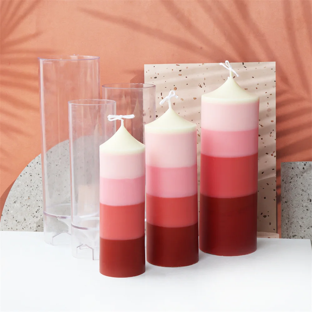 

Acrylic Candle Mold Rainbow Cylinder Aromatherapy Soap Mould DIY Aesthetic Pillar Home Wedding Decorations And Gifts