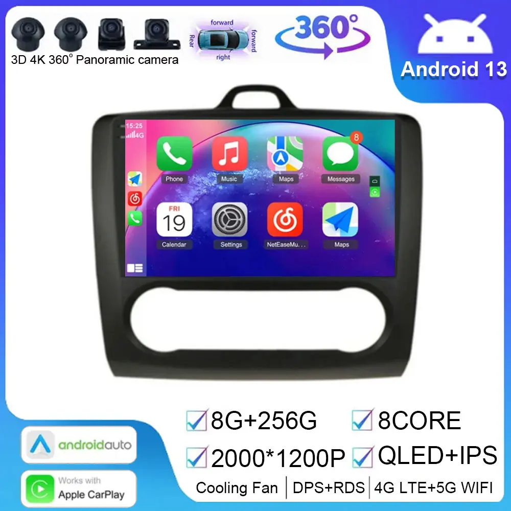

Автомагнитола на Android 14 для Ford Focus 2 3 Mk2 Mk3 2004 2005-2011, мультимедийный плеер с навигацией, GPS, 2DIN, Carplay, стерео, DVD