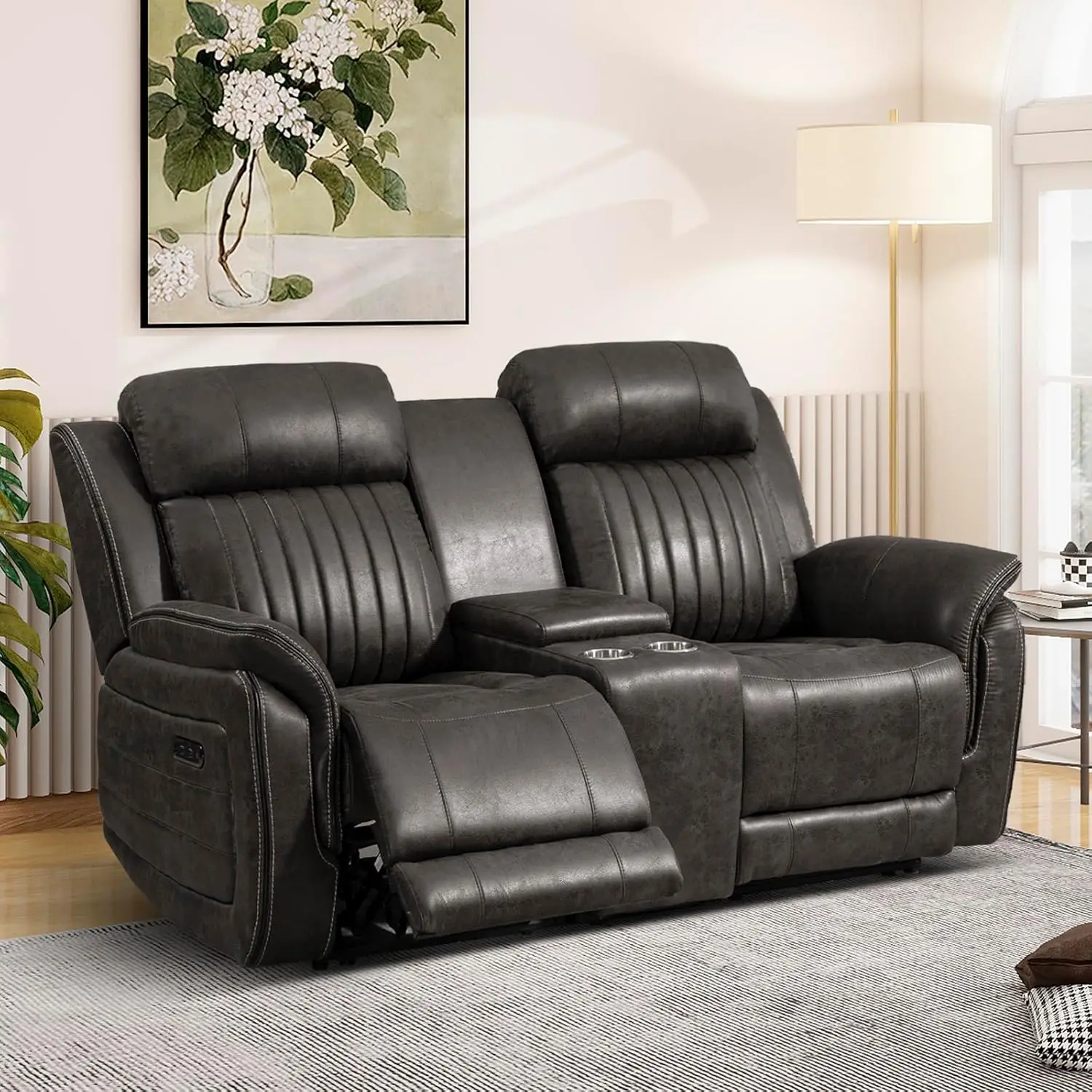 Power Loveseat Recliner Sofa with Zero Gravity, Adjustable Headrest ...
