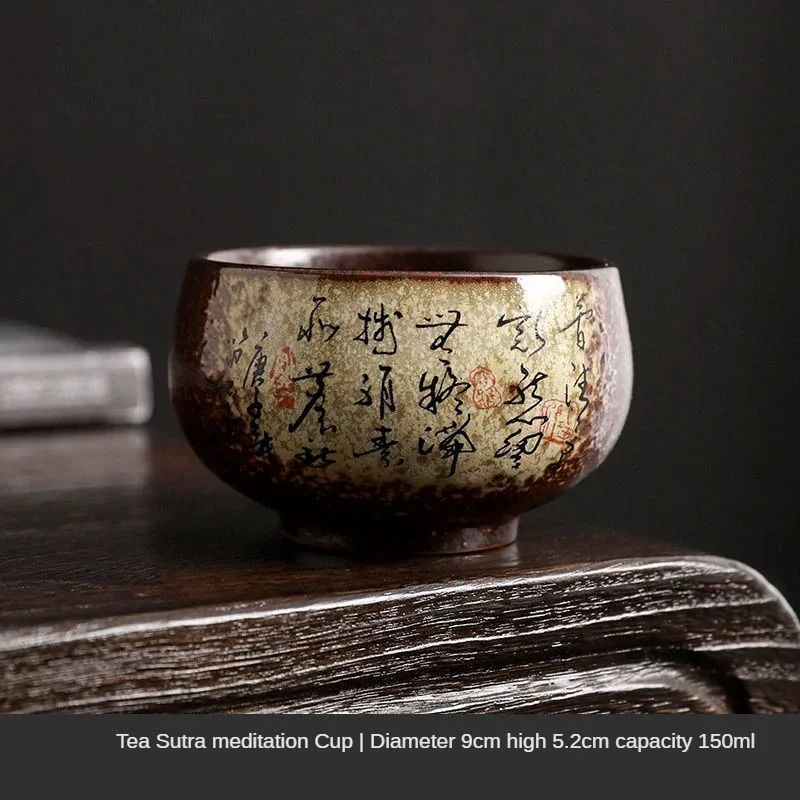 Original ore retro kiln transformed tea cup coarse pottery tea cup large single ceramic household kung fu setSingleCup