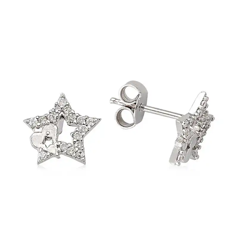 

Tevuli 925 Sterling Silver Studded Star Earrings