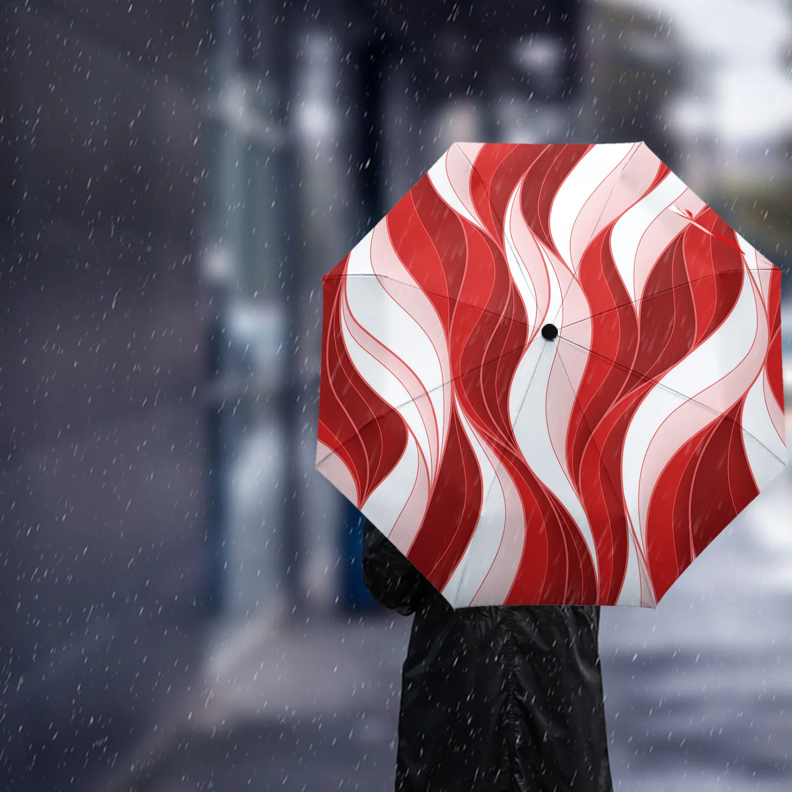 Red-Ripples-Three-Dimensional-Abstract-Automatic-Parasol-Folding-Umbrella-Male-Women-Printed-Umbrella-Lightweight-Rain-Gear.jpg Vörös Hullámok Háromdimenziós Absztrakt Automatikus Parasol Összecsukható Esernyő Férfi Nők Nyomtatott Könnyű Esőfelszerelés - Image 3