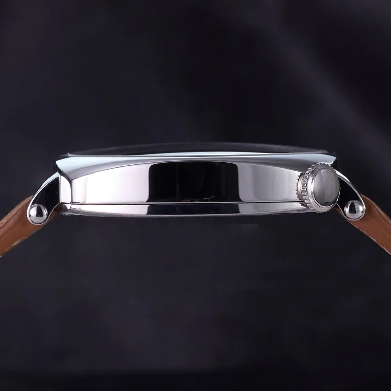 Baltany 1921 Dress Homage watches VD78 Polished Sapphire Crystal Square 5ATM Leather Heat-treated Blue Hands Quartz Wristwatch