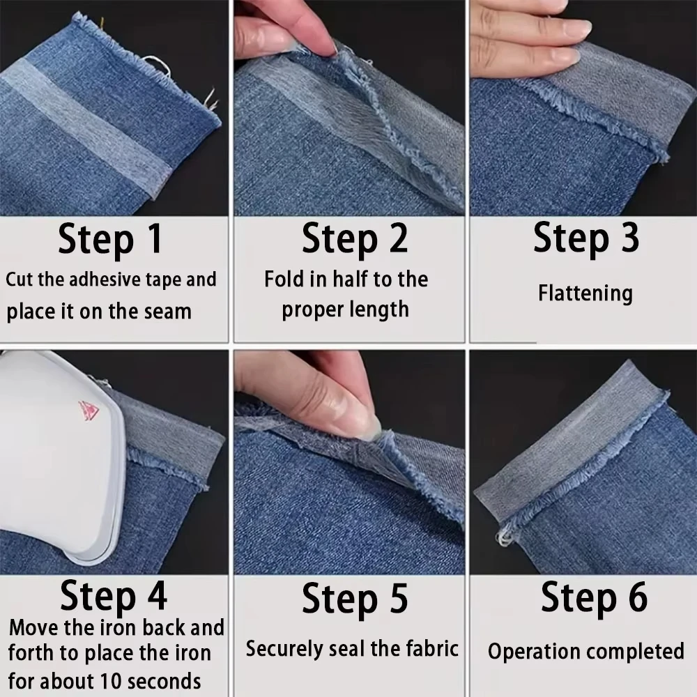 Pants Hem Tape Self-Adhesive Edge Shorten Paste Tape DIY Tools For Jean Clothes Length Shorten Household Sewing Accessories 60M