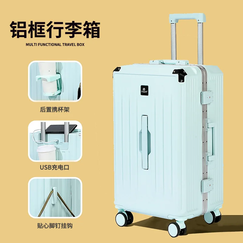 PLUENLI Women's Luggage Trolley Case New Mute Universal Wheel Aluminum Frame Travel Suitcase with Combination Lock