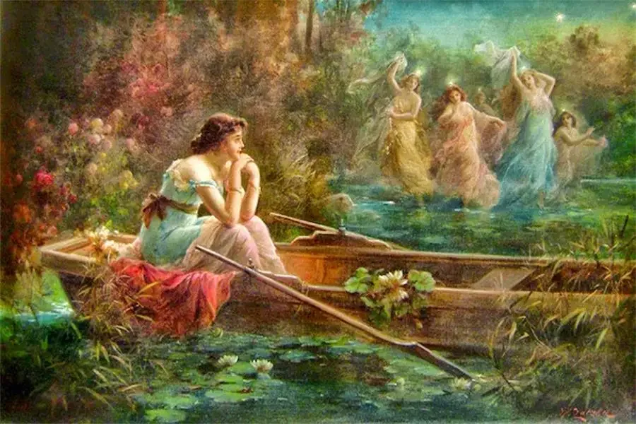 thumbnail image 1 of Reproducciones de pinturas de Hans Zatzka, estética renacentista, impresiones, póster, dama noble en el jardín, pintura en lienzo, arte de pared, cuadros, 1 of 5