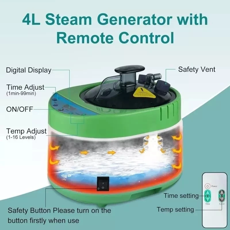 4L 2000W Sauna Steam Generator Portable Sauna Steamer with Remote Control Sauna Pot 2
