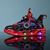 Disney Boys Shoes LED Lights Cartoon Autumn Children's Sports Shoes Leather Non-slip Children's Running Shoes Sneaker Size 25-35 4