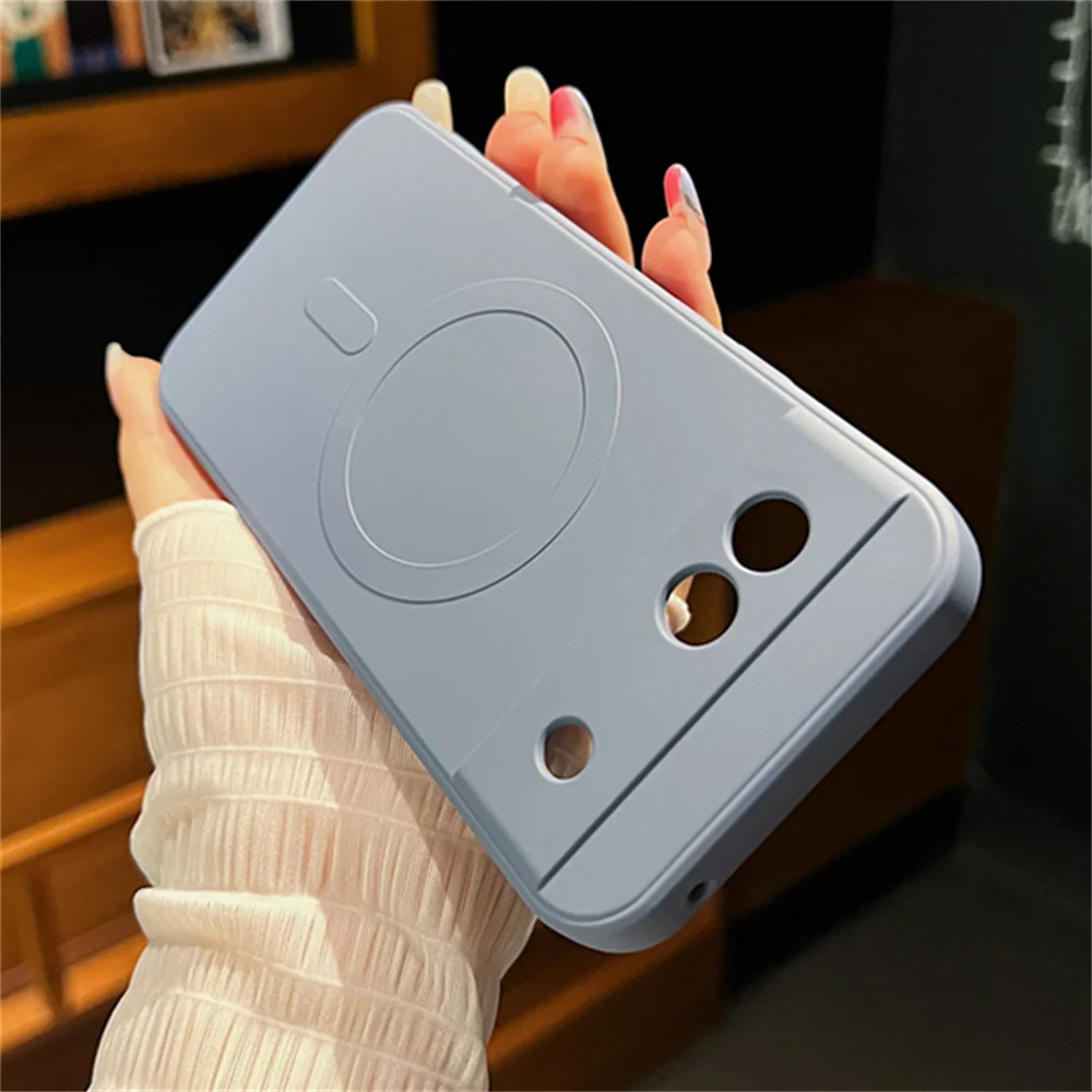 Magnetic Candy Matte Silicone Shockproof Case with Camera Protection
