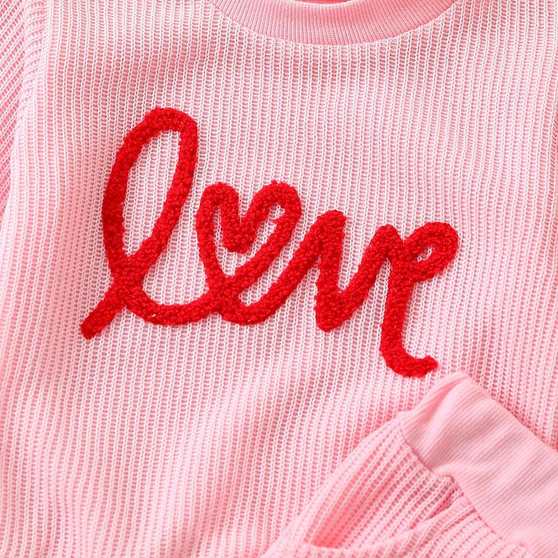 

Baby Boy Girl 2 Piece Outfit Letter Embroidery Long Sleeve Sweatshirt and Elastic Pants Sets Fall Outfit