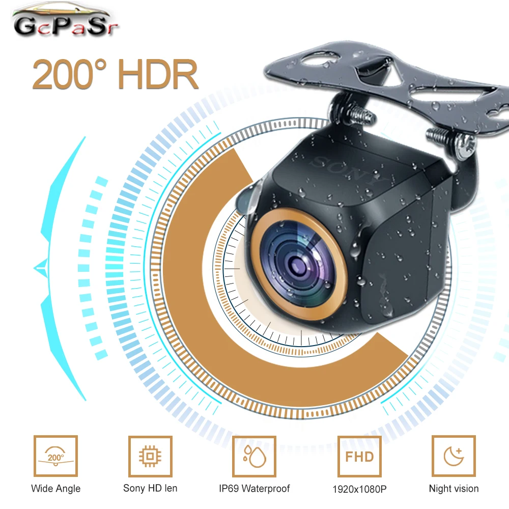 GcPaSr AHD 1920x1080P Car Rear View Camera 200° Fisheye Golden Lens Full HD Night Vision Vehicle back Car reversing Front Camera 1