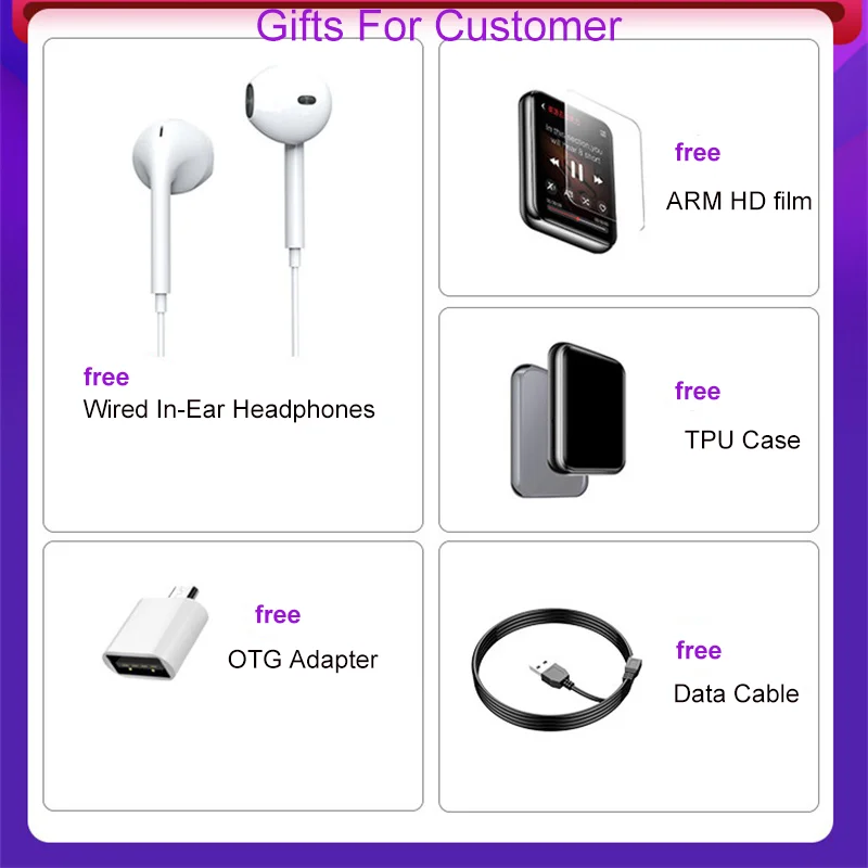 Bluetooth Full Touch Screen MP4 Portable Walkman Multifunctional MP4 Player Carry Student Version eBook Reading MP3 Player