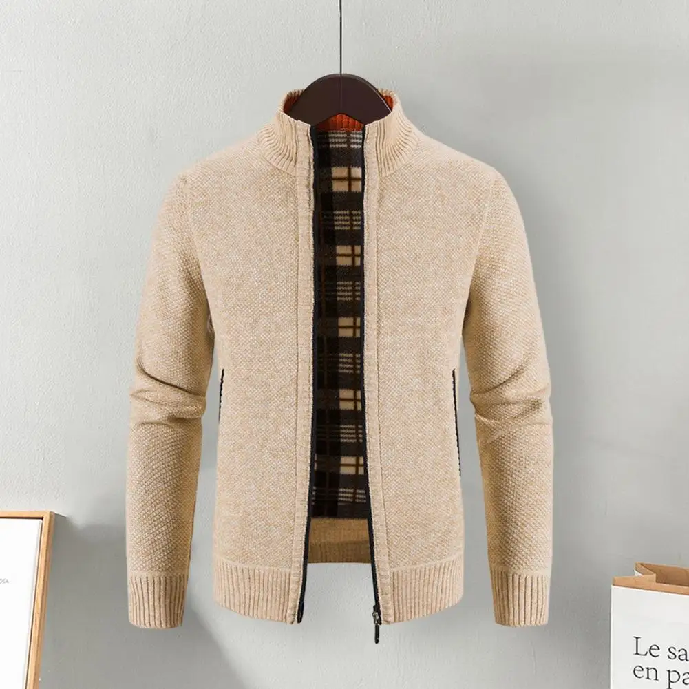 

Men Sweater Cardigan With Pockets Solid Color Full Zip Knitted Long Sleeve Casual Sweater Men Workout Outfits Men Jacket