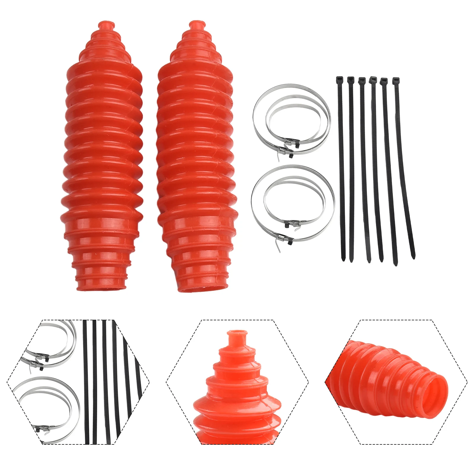 Silicone Steering Boot Kit Silicone Boot Kit 2Pcs Car Gaiter Pinion Boots Tie Silicone Rack And Pinion Steering Boot Boot Gaiter Kit Clips