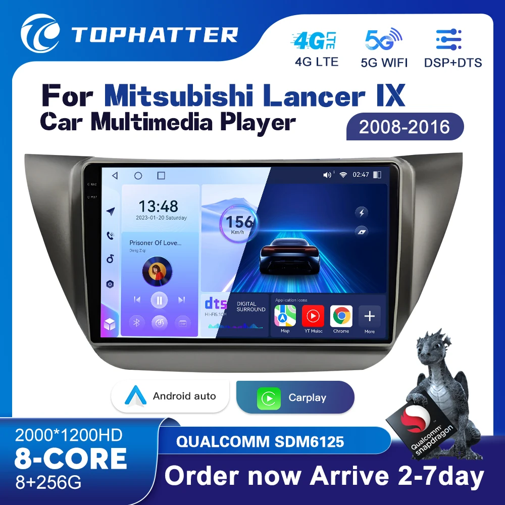 

Android 13 Wireless Carplay Android auto Car Radio for Mitsubishi Lancer IX 2008-2016 GPS DSP multimedia player 2din 4G 8+256G