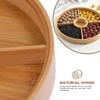 Bamboo Dried Fruit Snack Plate Compartment Food Storage Tray Appetizer Serving Platter Candy Pastry Nuts Dish With Lid 6