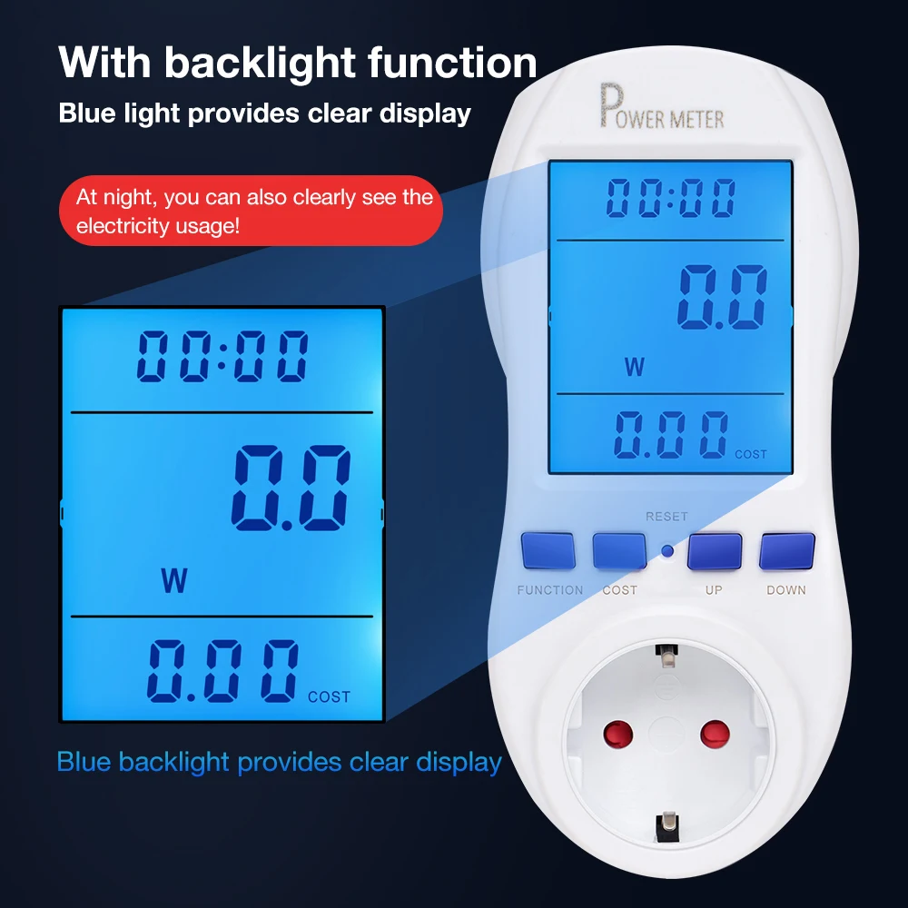 Digital Power Meter Wattage Kwh Energy Measuring Outlet