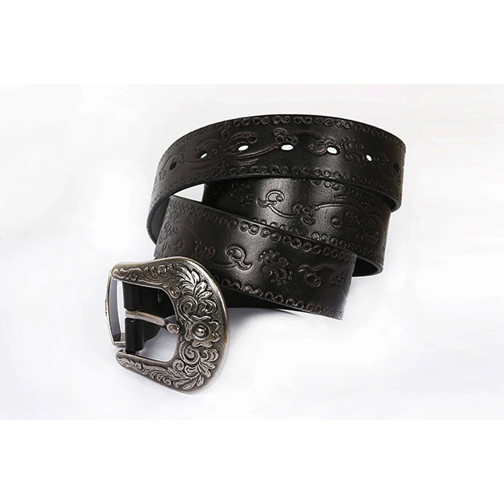 

Trendy PU Leather Belt For Gothic Outfits Bold Statement Long Fashion Embossed Pattern Rivet Belt