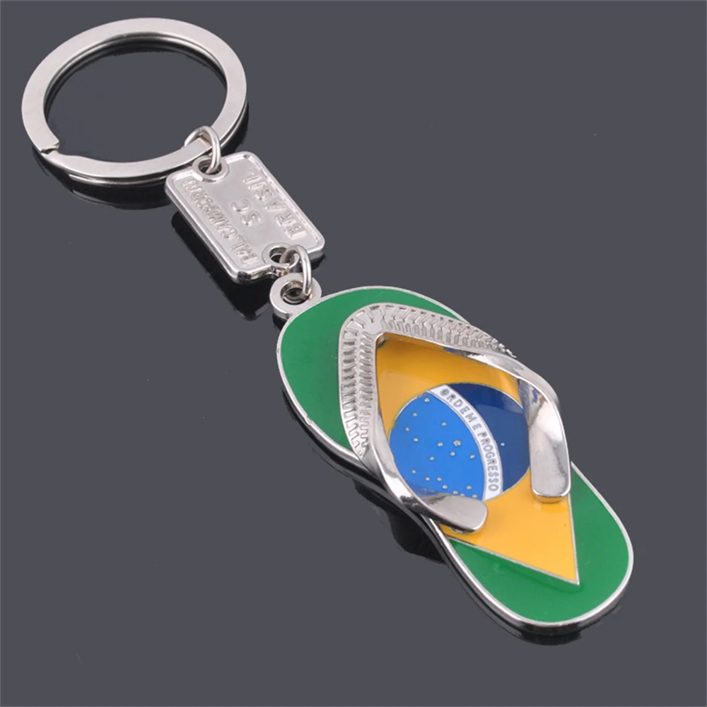 

1 Piece Fashion Brazil Flag Slipper Keychains Country Charm Keyring Chains Trendy Car Jewelry Accessories Brasil Souvenir Gifts