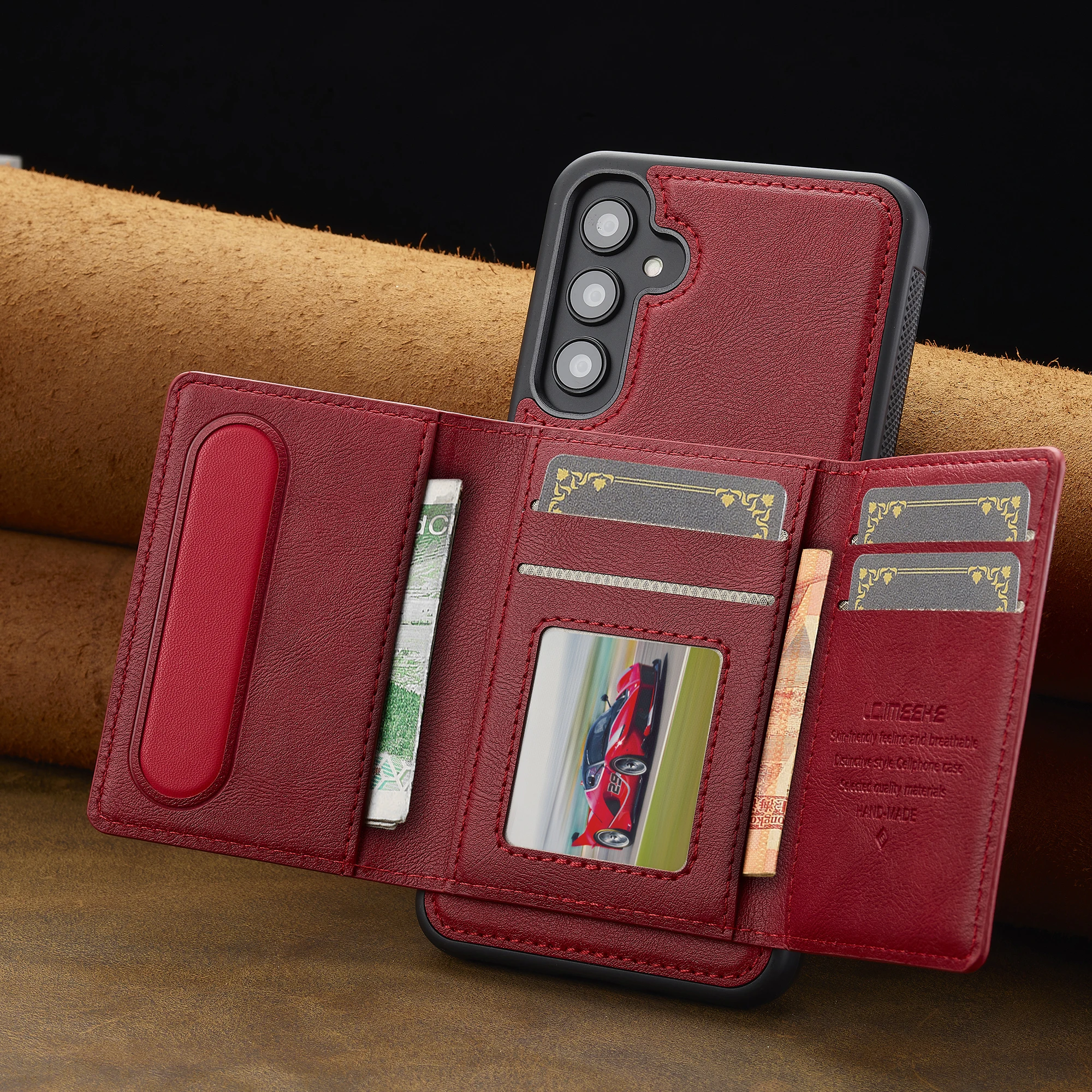 Premium Detachable Magnetic Wallet Stand Case - PU Leather Cover