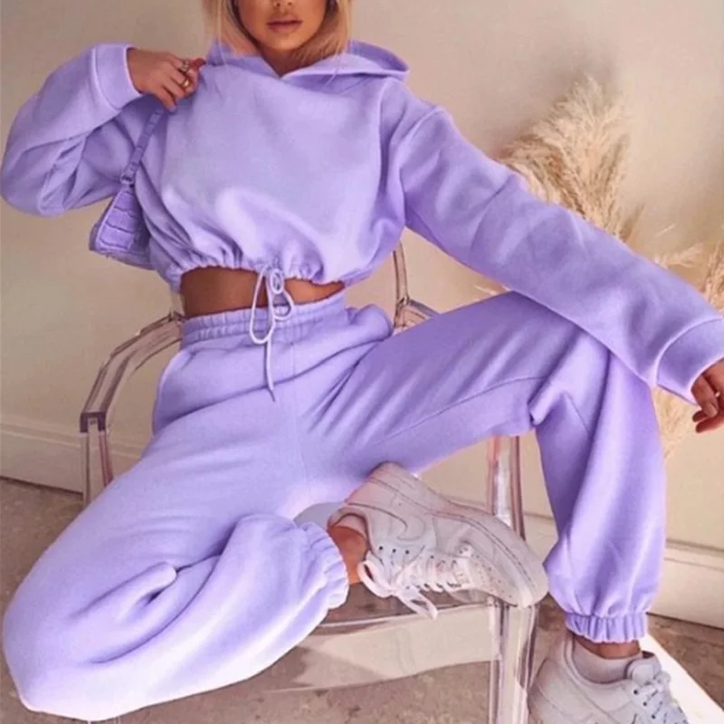 Fashion Trend Women's Wear, Long-sleeved Sports Casual Suit Waist Two-piece Set 3
