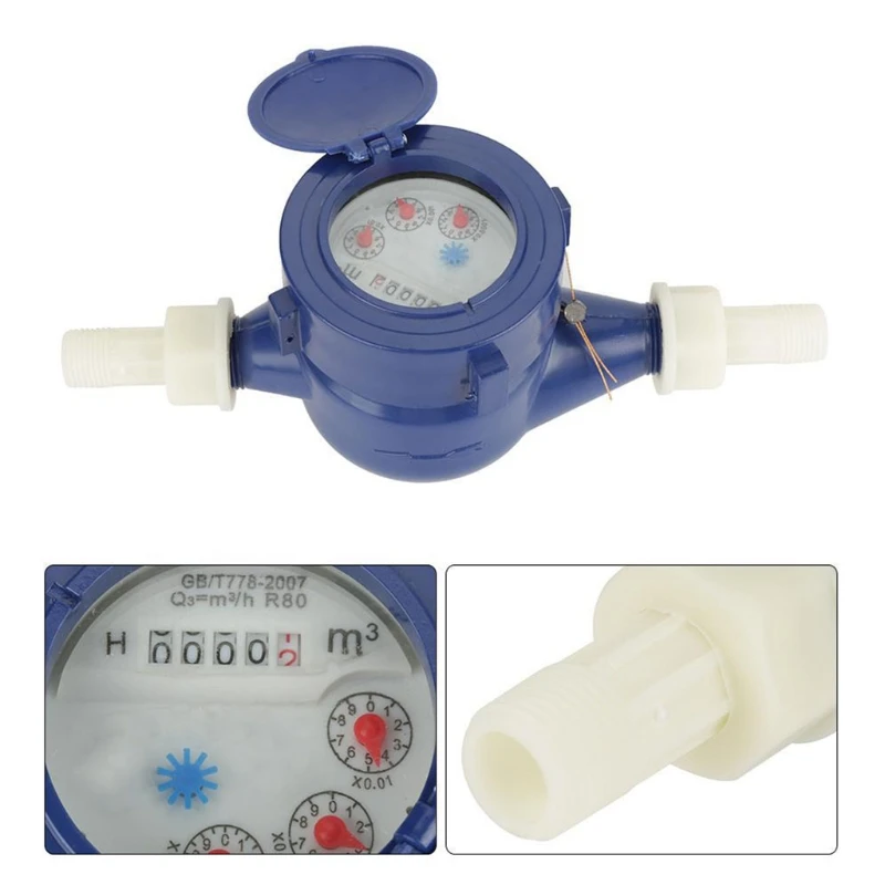 Water Meter Water Flow Meter 15mm inch Cold Water Meter for Garden & Home use Wet Table Measuring Tool