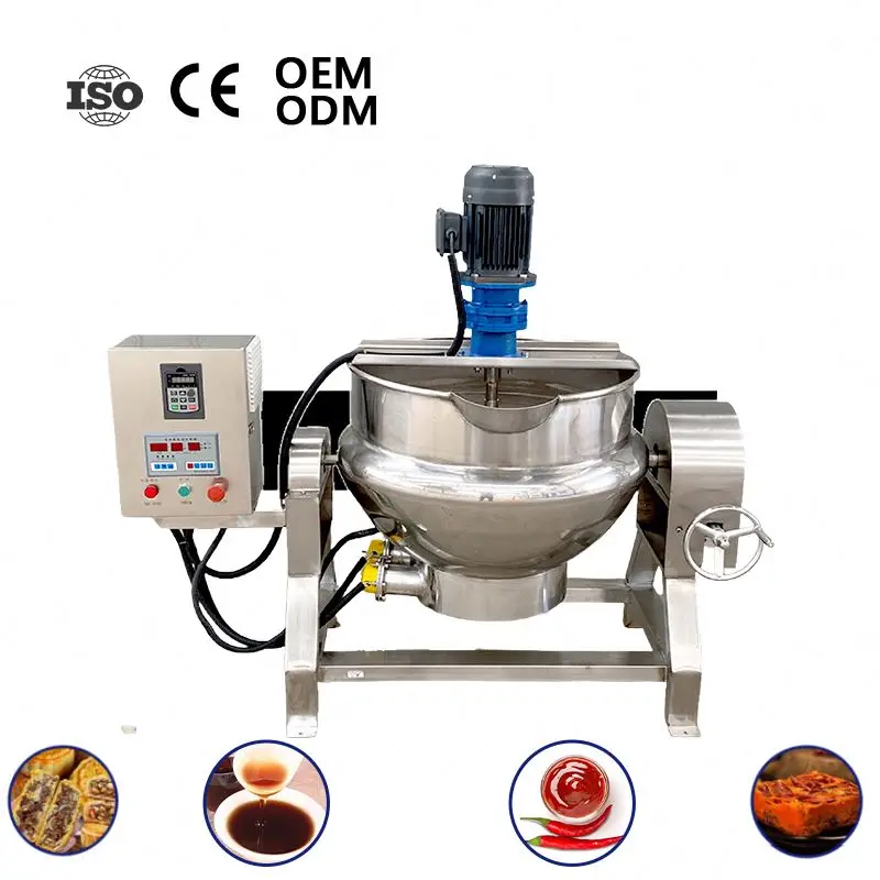 Marmite de Cuisson Industrielle 100L/200L/300L/400L/500L/800L/1000L, Marmite à Double Enveloppe Multi-Chauffage avec Mélangeur, Personnalisable 1